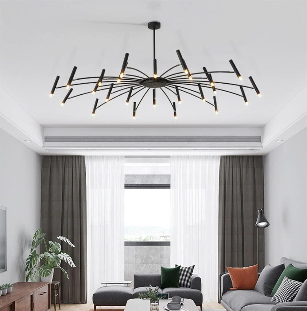 24-Light Modernism Black Chandelier LED Unique Ceiling Light Decorative Ceiling Hanging Light for Bedroom Restaurant Living Room