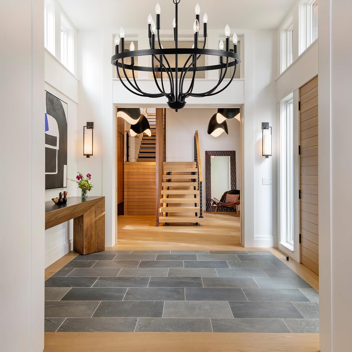 Iron Chandelier Black Chandelier 15-Light Industrial Iron Candle Chandelier Modern Suspended Farmhouse Chandeliers