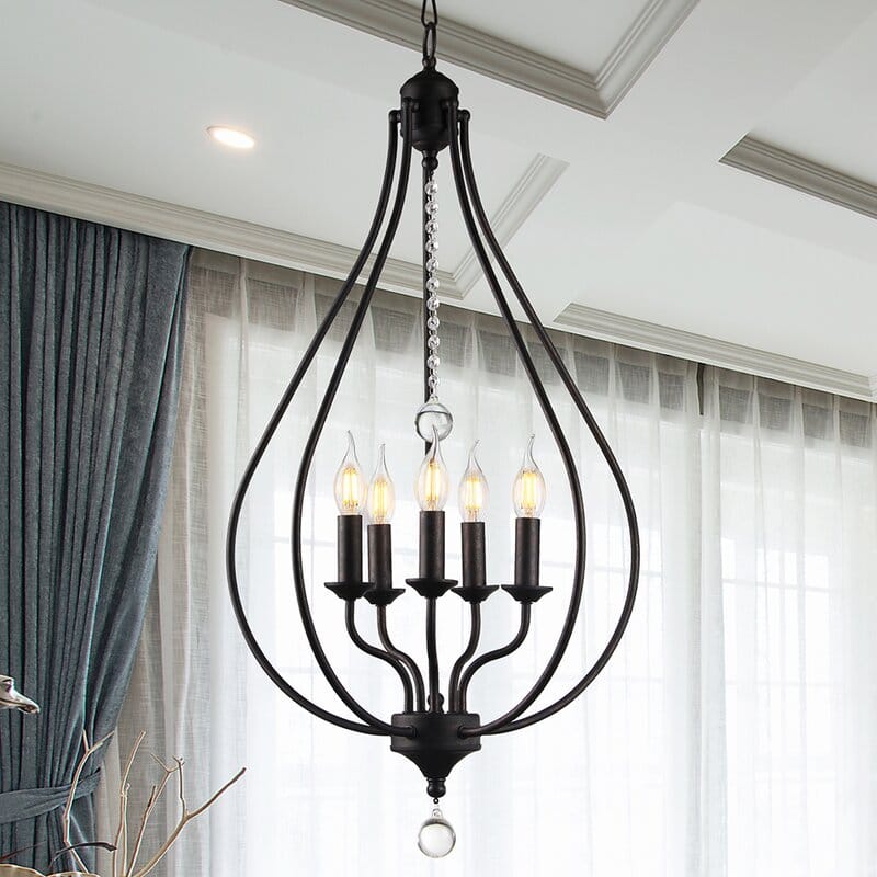 Iron Chandelier Light Bnique Black Single Pendant