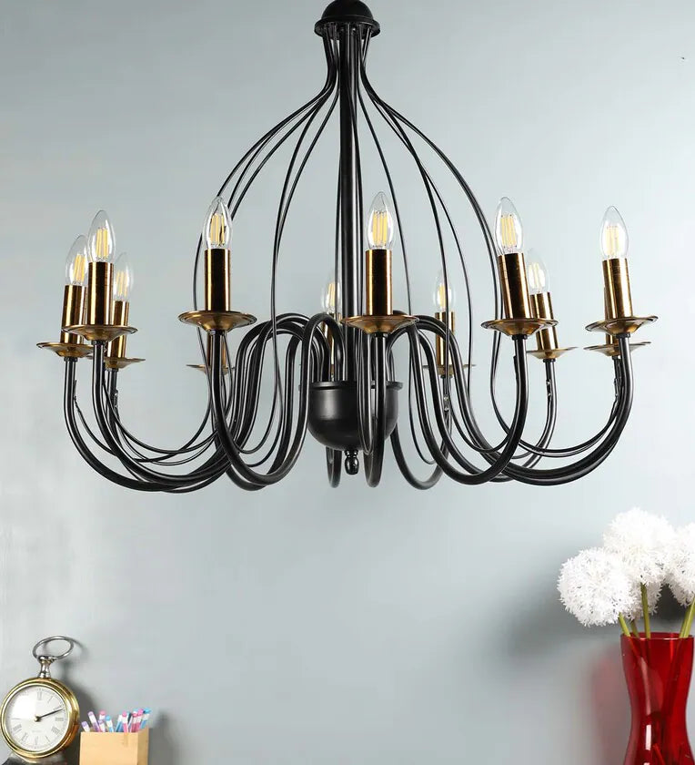 Black Metal Candle Iron Chandelier | Wrought iron chandelier