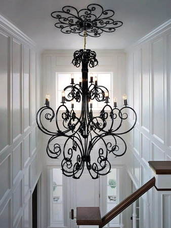 Iron Chandelier | Rustic Iron Chandelier - Black Steel Chandelier with 12 Candle Lights
