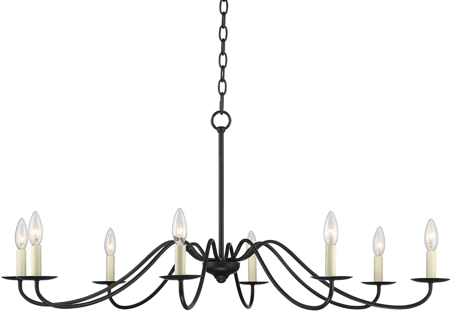 Iron Works Iron Chandelier Marine Iron Chandelier Black Hanging Iron Chandelier Chandelier Lighting Iron Chandelier 42" Wide Farmhouse Rustic Bent Arms 8-Light Fixture for Dining Room Living House Home Foyer Kitchen Island Entryway High Ceilings