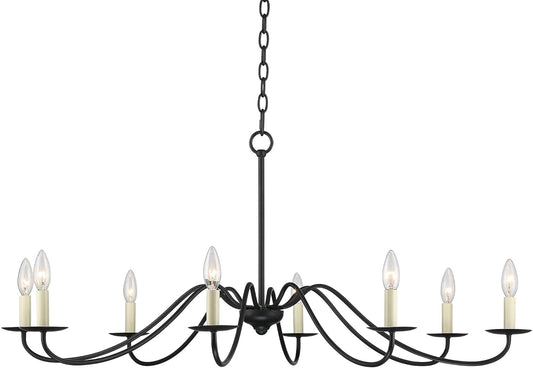 Iron Works Iron Chandelier Marine Iron Chandelier Black Hanging Iron Chandelier Chandelier Lighting Iron Chandelier 42" Wide Farmhouse Rustic Bent Arms 8-Light Fixture for Dining Room Living House Home Foyer Kitchen Island Entryway High Ceilings