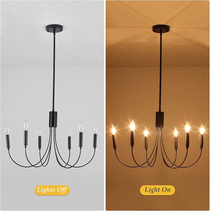 Black Farmhouse Chandelier 4 Lights, Vintage Cage Chandeliers E12 Base Ceiling Light Fixtures Semi Flush Mount Lantern Pendant Light for Dining Room Entryway Hallway Foyer Kitchen