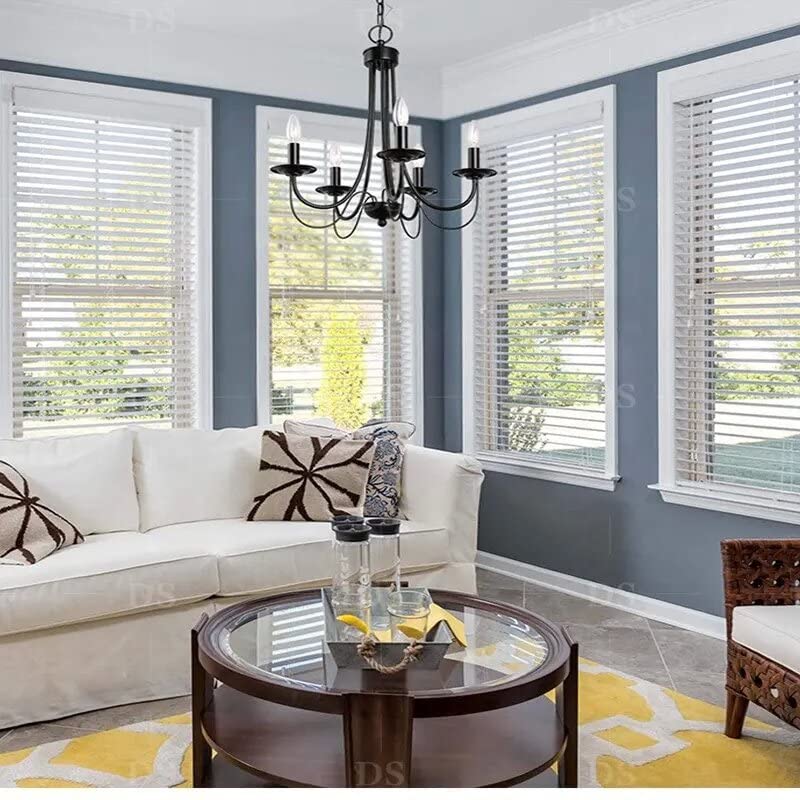 Iron Chandelier | Black Farmhouse Chandelier Rustic French Country Chandelier 5-Light Metal Candle Chandelier Light Fixture for Dining,Living Room,Foyer,Bedroom,Kitchen Island 23.6 Inches