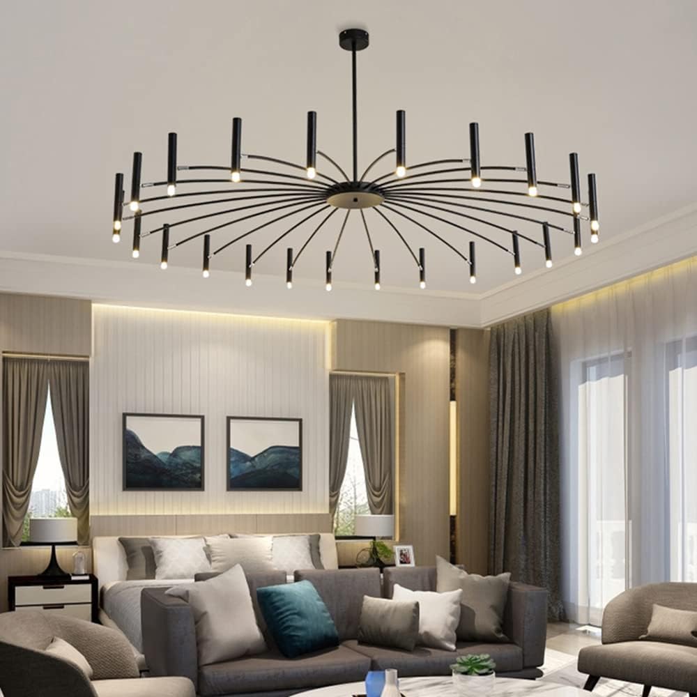 24-Light Modernism Black Chandelier LED Unique Ceiling Light Decorative Ceiling Hanging Light for Bedroom Restaurant Living Room