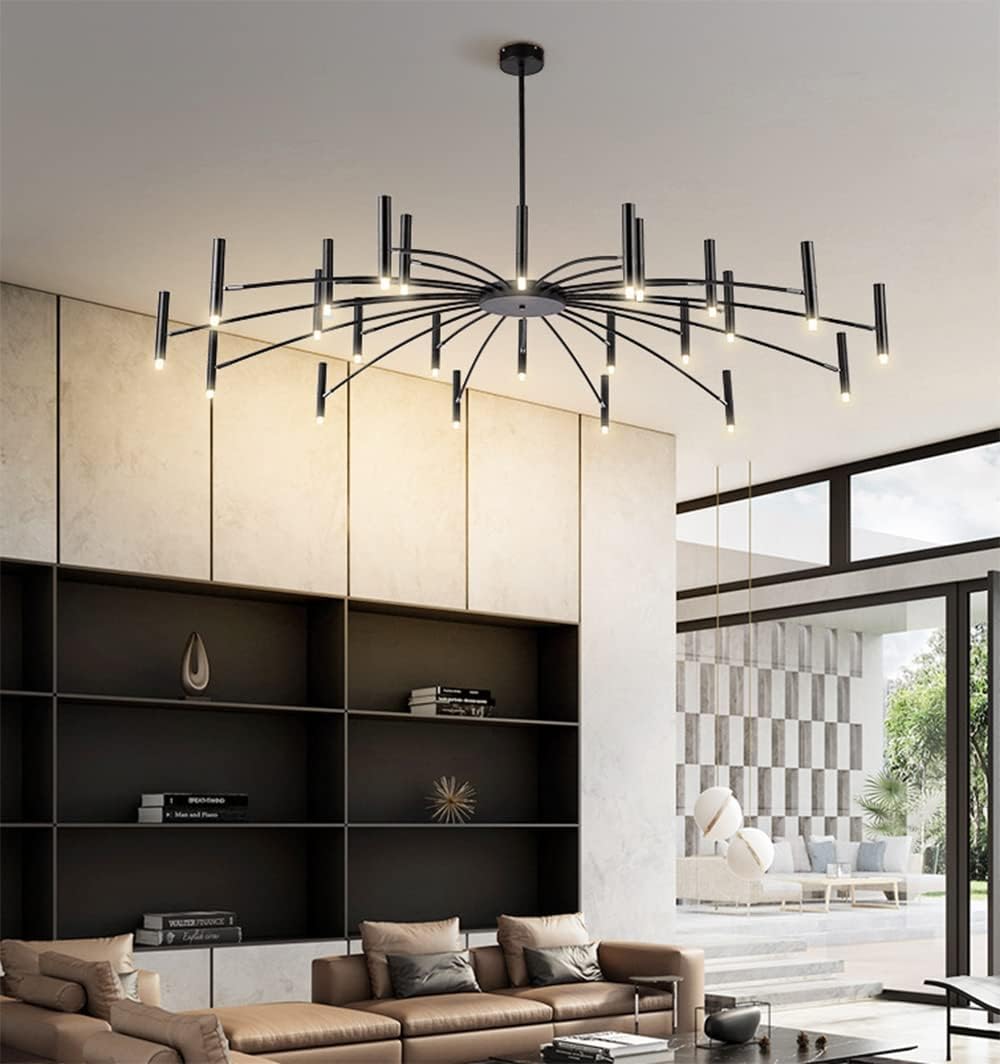 24-Light Modernism Black Chandelier LED Unique Ceiling Light Decorative Ceiling Hanging Light for Bedroom Restaurant Living Room