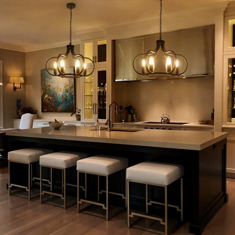 6 Lights Black Farmhouse Chandelier, Vintage Round Pendant Light Fixture, Height Adjustable Hanging Light Ceiling Light Chandelier for Dining Room Kitchen Island Foyer Hallway