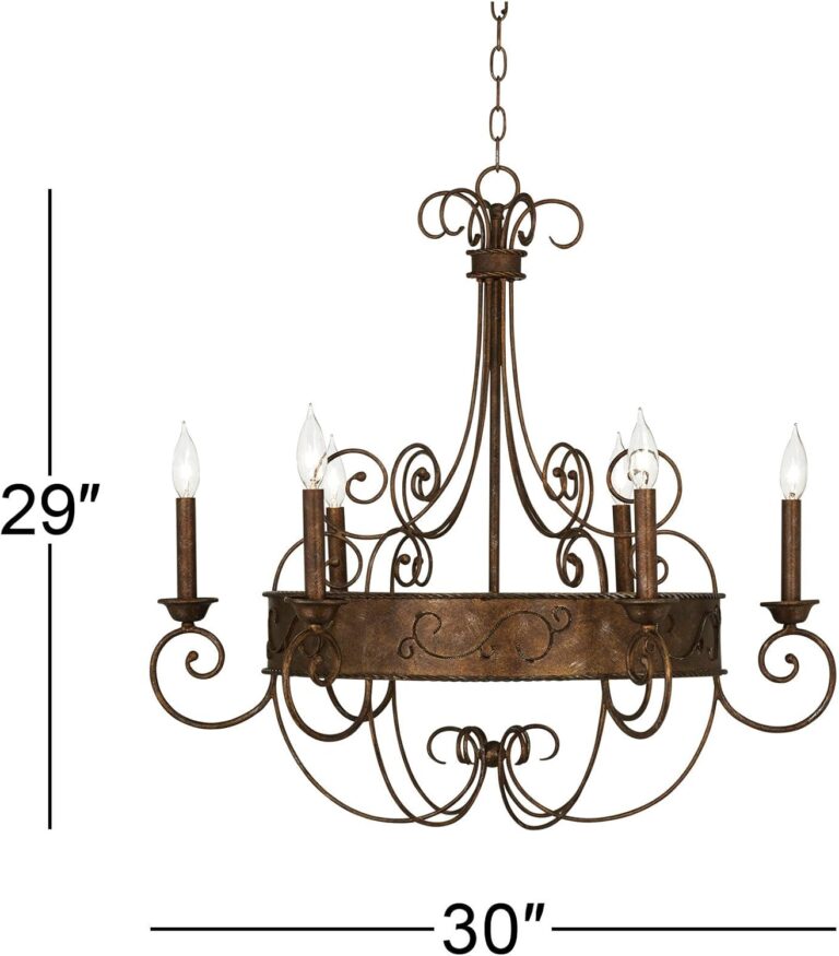 Rust Iron Chandelier Bronze Iron Chandelier Candelabra Chandelier Iron Chandelier Lighting Iron Chandelier 30" Wide Rustic Farmhouse Industrial 6-Light Fixture for Dining Iron Chandelier Room Iron Chandelier House Foyer Iron