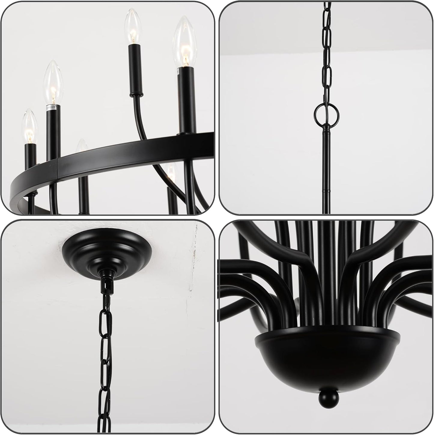 Iron Chandelier Black Chandelier 15-Light Industrial Iron Candle Chandelier Modern Suspended Farmhouse Chandeliers