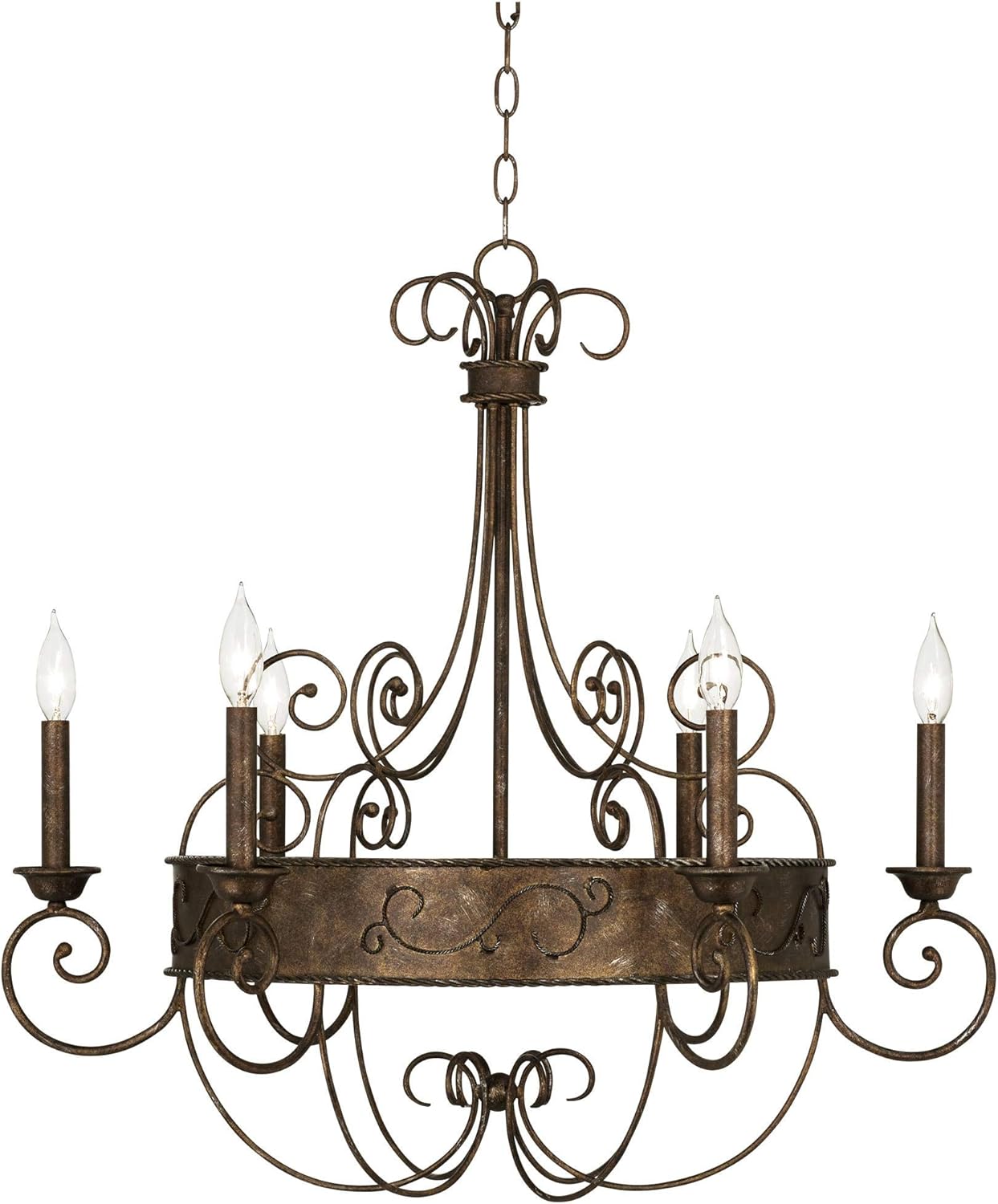 Rust Iron Chandelier Bronze Iron Chandelier Candelabra Chandelier Iron Chandelier Lighting Iron Chandelier 30" Wide Rustic Farmhouse Industrial 6-Light Fixture for Dining Iron Chandelier Room Iron Chandelier House Foyer Iron