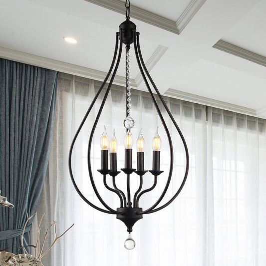 Iron Chandelier Light Bnique Black Single Pendant