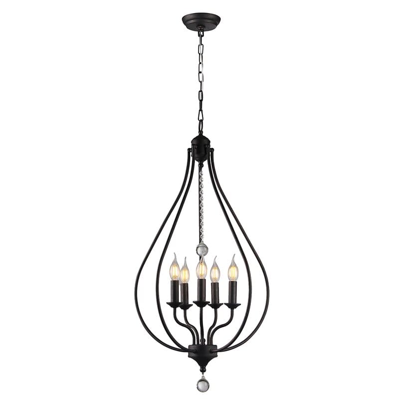 Iron Chandelier Light Bnique Black Single Pendant