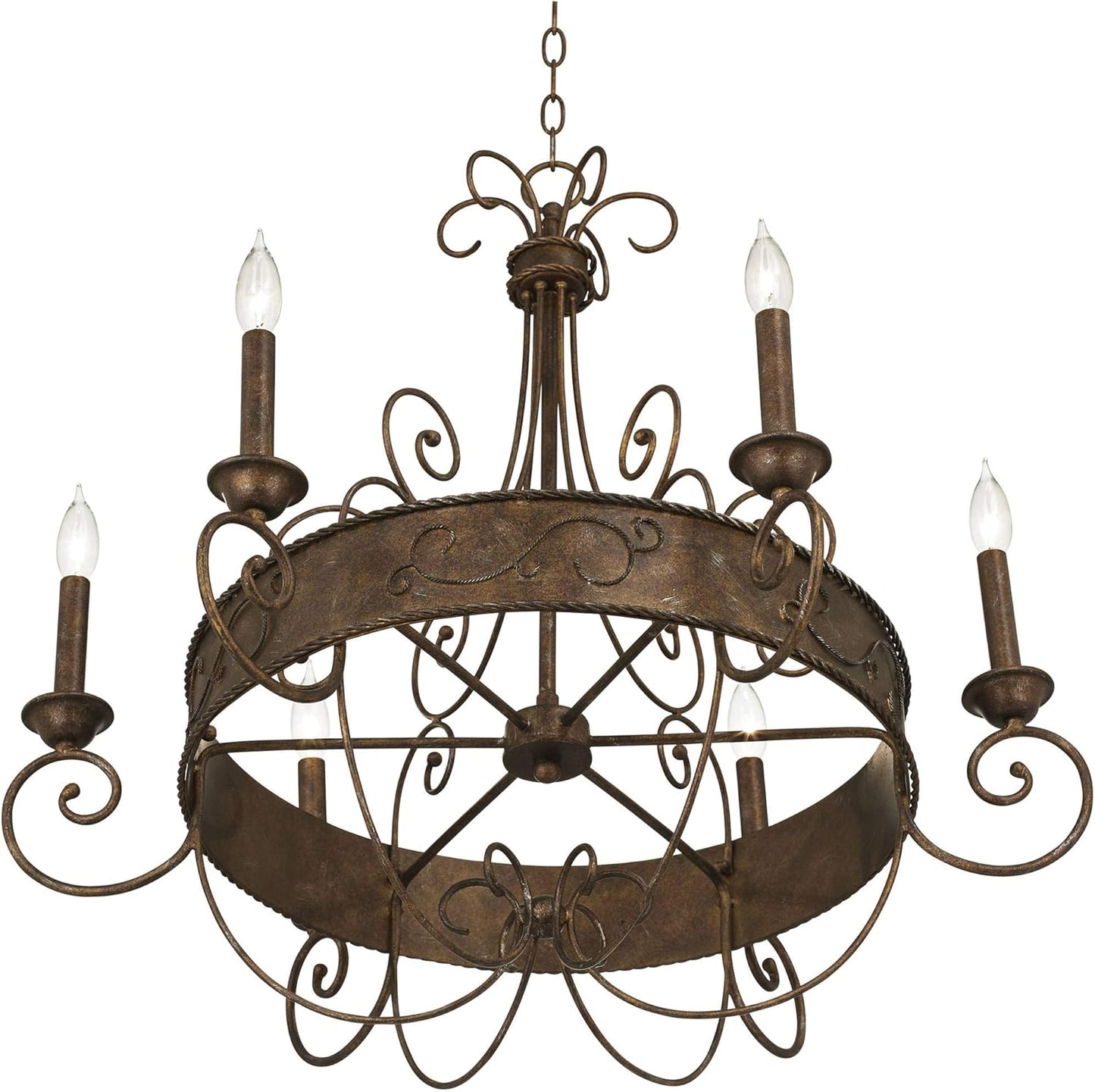 Rust Iron Chandelier Bronze Iron Chandelier Candelabra Chandelier Iron Chandelier Lighting Iron Chandelier 30" Wide Rustic Farmhouse Industrial 6-Light Fixture for Dining Iron Chandelier Room Iron Chandelier House Foyer Iron