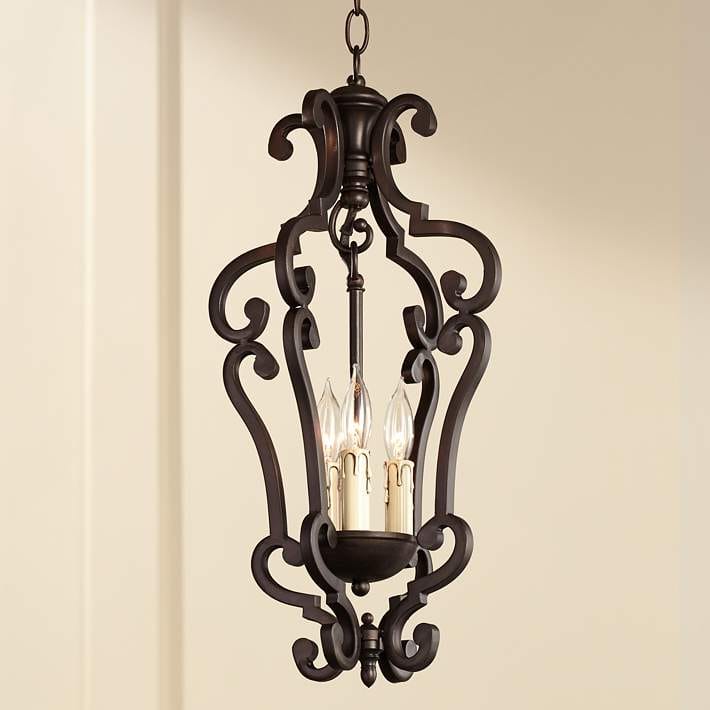 Iron Chandelier Richmond Colonial Umber Finish 3-Light Pendant Chandelier