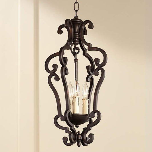 Iron Chandelier Richmond Colonial Umber Finish 3-Light Pendant Chandelier