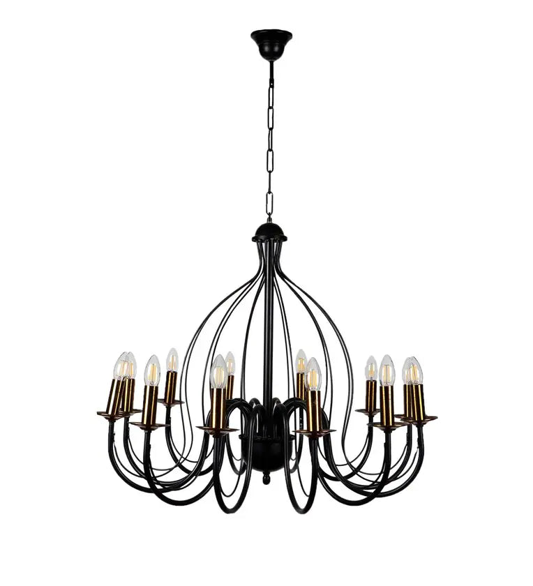 Black Metal Candle Iron Chandelier | Wrought iron chandelier
