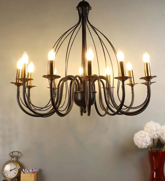 Black Metal Candle Iron Chandelier | Wrought iron chandelier