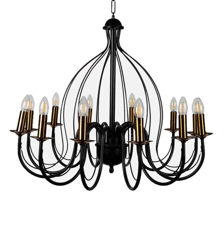 Black Metal Candle Iron Chandelier | Wrought iron chandelier
