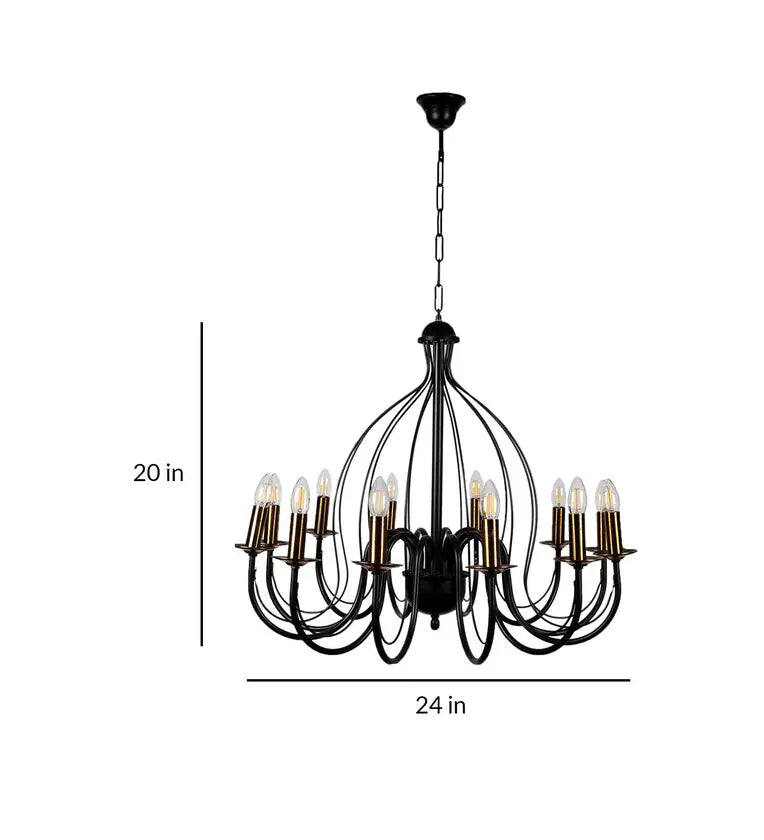 Black Metal Candle Iron Chandelier | Wrought iron chandelier